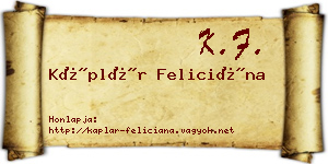 Káplár Feliciána névjegykártya